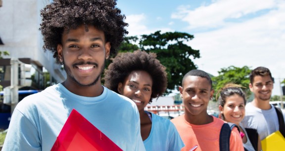 Group of students standing in line